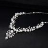 Kvinnor Elegant Faux Pearl Rhinestone lämnar halsband örhängen Bröllop smycken Set