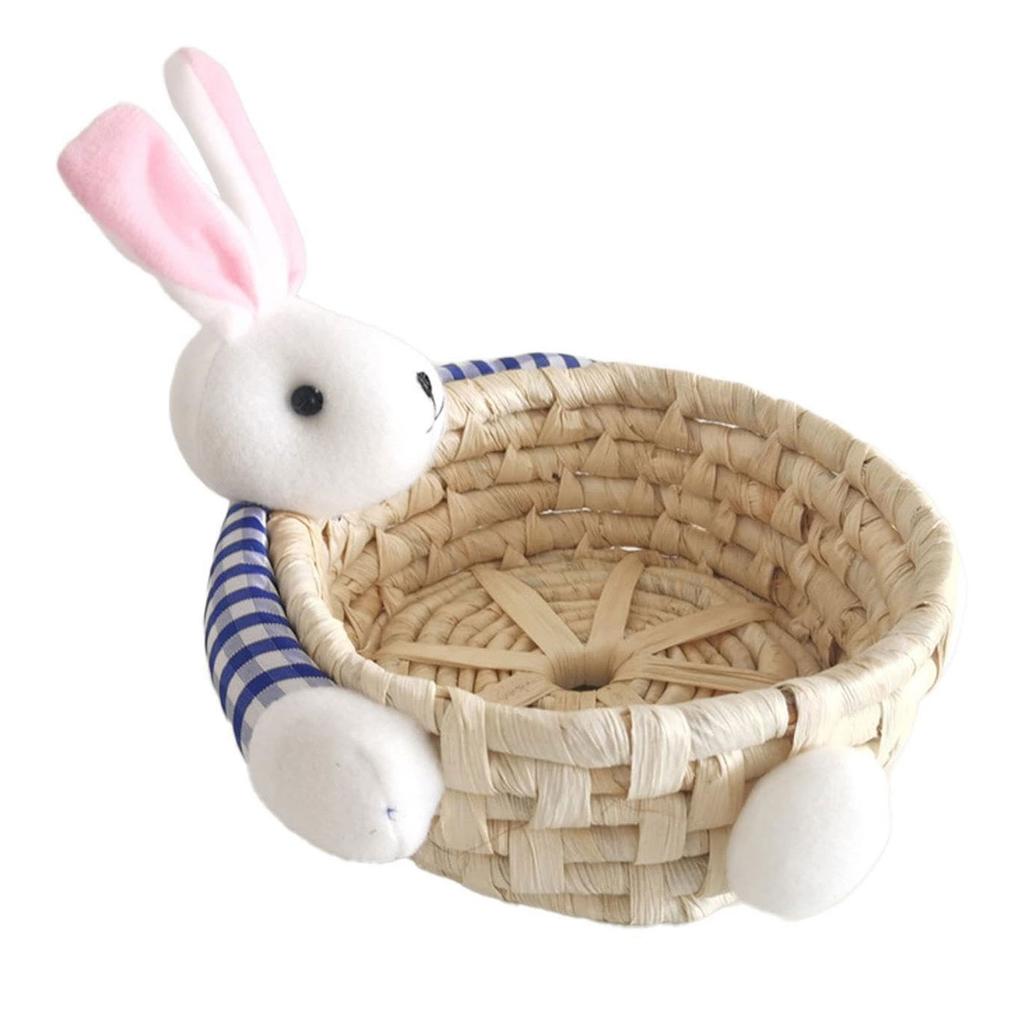 Natural Woven Corn Husk Basket Living Room Storage Solution Snacks Toy Organiser Rabbit Food Container for Home Use