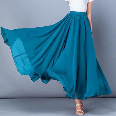 Tanzröcke Chiffon Lange Röcke Für Frauen Elegante Casual Hohe Taille Boho Strand Maxi Röcke Tragen