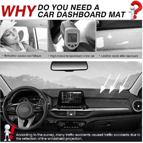 Autorder Dashboard Cover Mat for 2019-2023 2024 Kia Forte Accessories Dash Cover Flannel Dash Mat Sunshade Glare UV Rays Protector