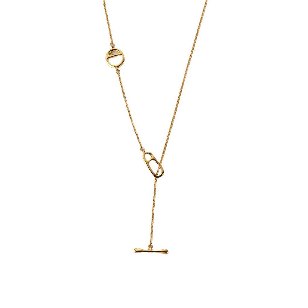 Classic Copper-Plated 18K Real Gold Pig Nose Simple Ot Buckle Long Chain Trendy Temperament Versatile Necklace