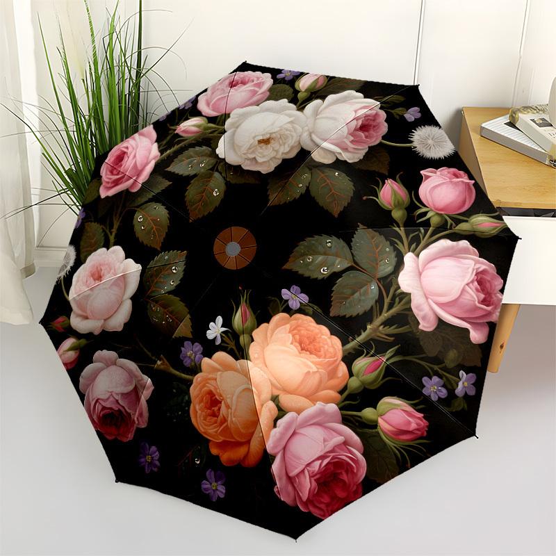 

1pc Floral Circular ArrangementUmbrella with Plastic Handle,Suitable for All Seasons Home Travel Outdoor UmbrellaB1795