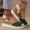 Large Size Color Matching Bag Head Rear Empty Sandals Slope Heel Light Hemp Rope Woven Buckle Platform Sandals