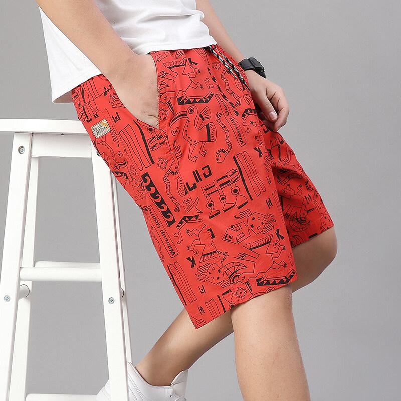 

Summer Men s Cotton Shorts Elastic Waist Casual Shorts Printed Beach Shorts Relaxed Fit Running Shorts Cotton Sweat Shorts 5XL червоний