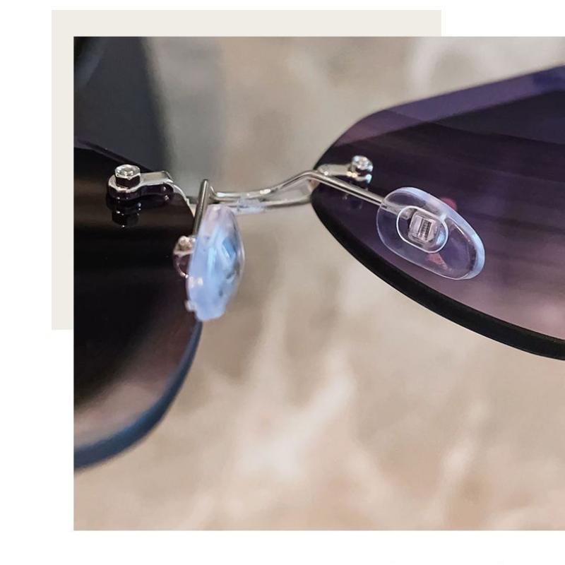 Ochelari de soare anti-UV fără ramă pentru femei, cu incrustații de diamante