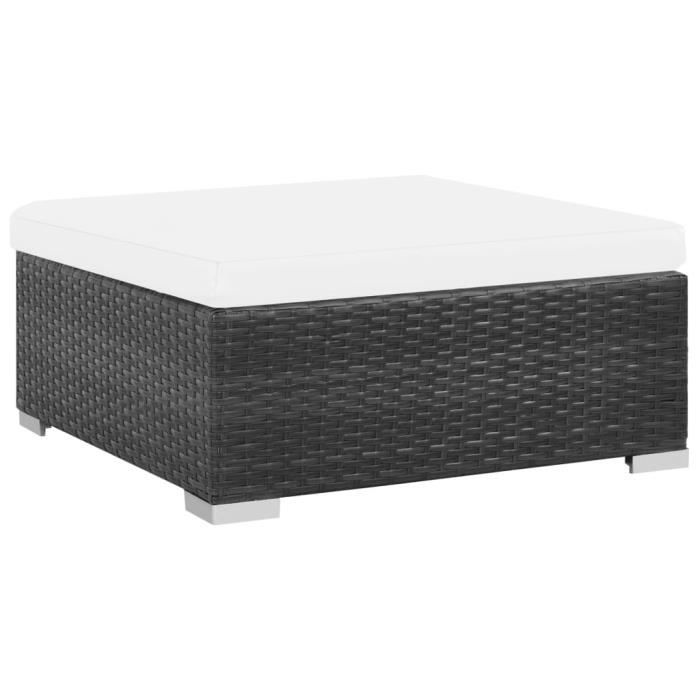 VidaXL Salon de jardin 7 pcs avec coussins Résine tressée Noir