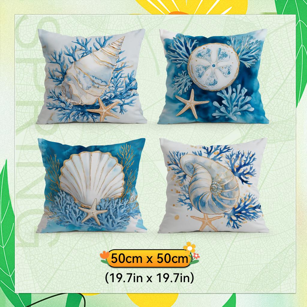 Shell Like Organisms Pillowcase Printed Polyester 40/45/50Cm Throw Pillowcover Decorative Sofa Cushion Pillowslip Home Decor