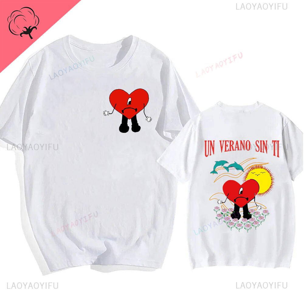 Bad Bunny UN VERANO SIN TI Music Album Print Tshirt Classic Harajuku Loose Streetwear Men Hip Hop Style Shortsleev Tshirt