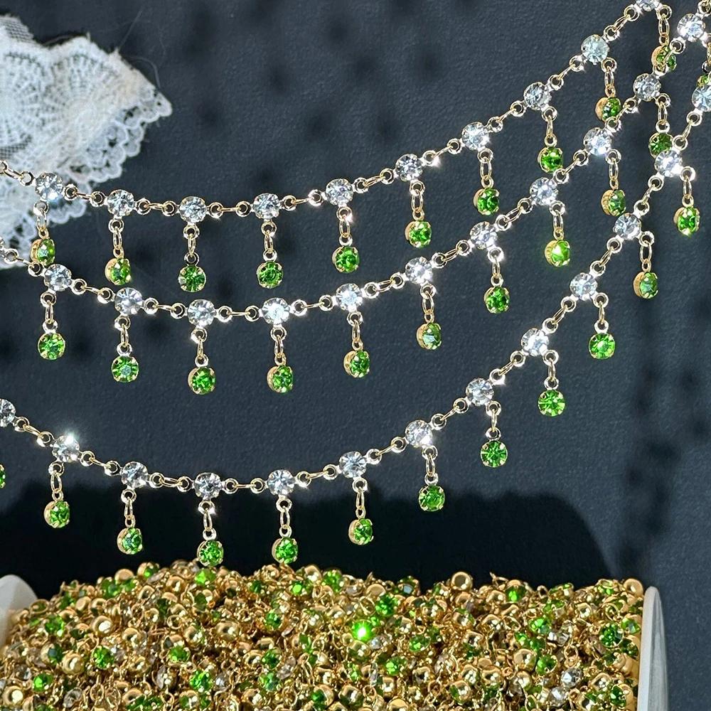 0.5M 1M Shiny Colorful Crystal Charm Taseel Beads Copper Chain DIY Necklace Bracelet Beaded Chains Women Jewelry Making Supplies
