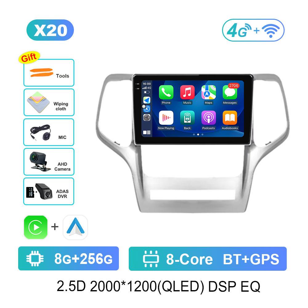 Bluetooth WiFi GPS Navigation Android System for Jeep Grand Cherokee 2008 - 2013 QLED Screen Car Radio Multimedia Player 4G