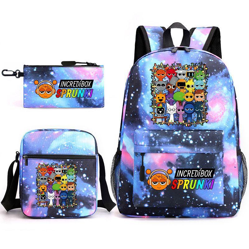 

Anime Cartoon Backpack Sprunki Large Capacity Primary School Student Schoolbag Satchel Pencil Case Backpack