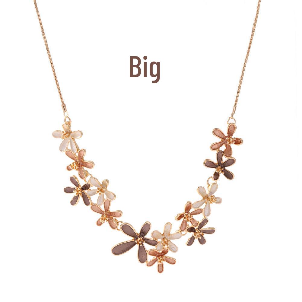 Enamel Set: Zinc Alloy Floral Necklace & Earrings for Women