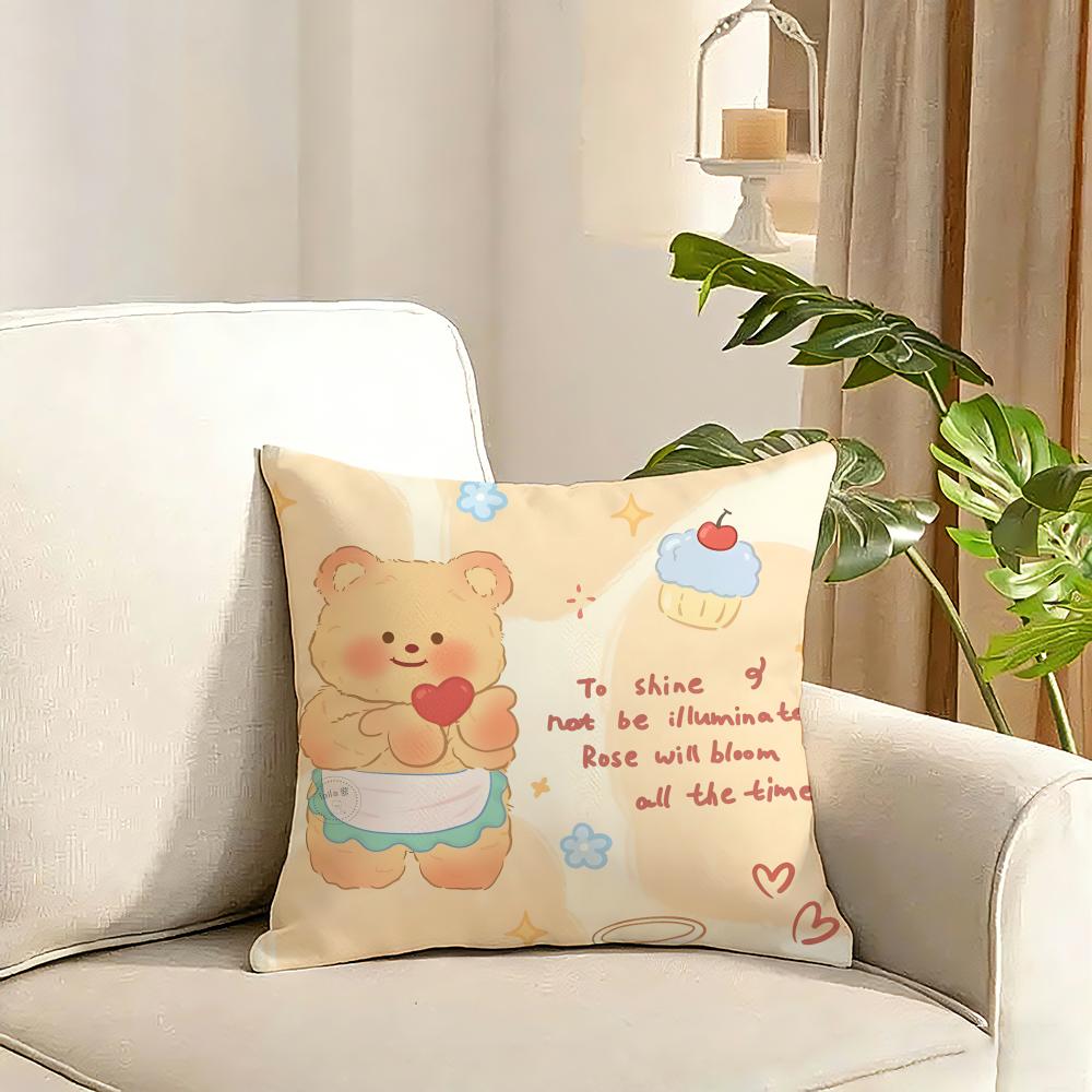 Butterbear Cushion Cover Reversible Plush Pillow Cover Soft Fluffy Home Decor for Sofa Bedroom