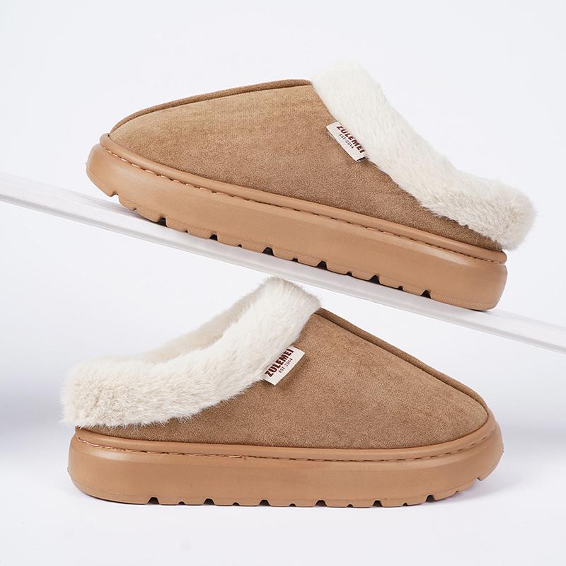 Fashion Winter Faux Fur Warm Plush Slippers Women Mix Color Platform Cotton Slippers Woman Light Non Slip House Furry Slides Female