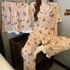 Lotus Leaf Edge Cute Cartoon Short-sleeved Pajamas Women's Summer New Thin Comfortable Loungewear Three-piece Set