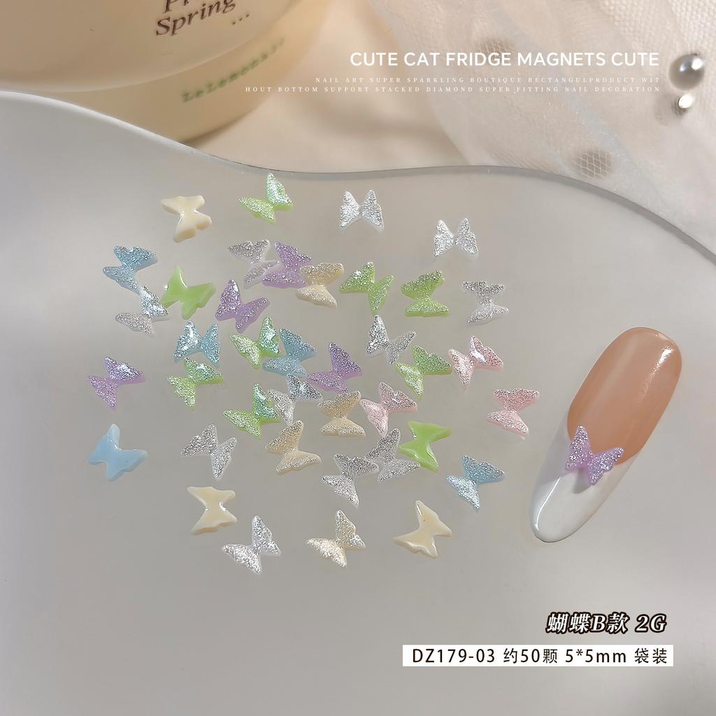 New Sparkling Butterfly Nail Accessories Mixed With Dopamine Camellia Pearl Petals DIY
