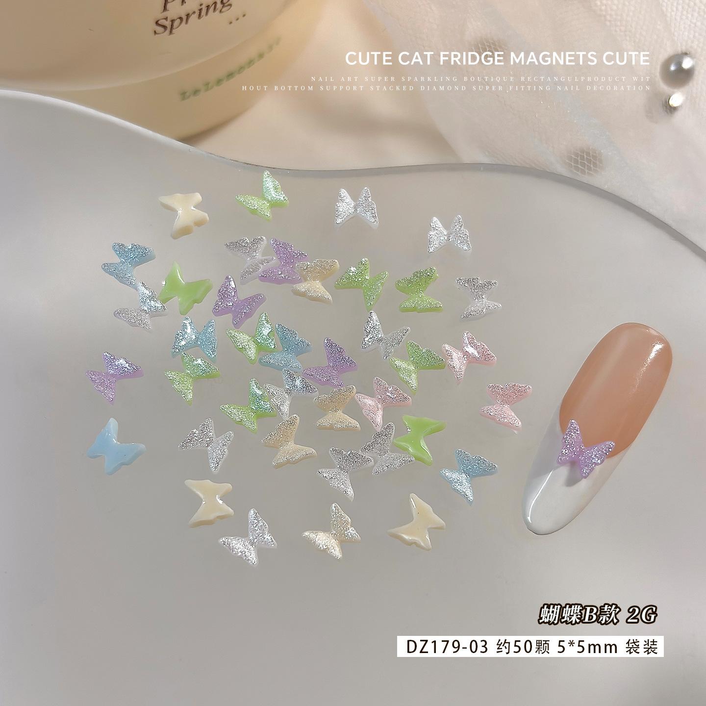 New Sparkling Butterfly Nail Accessories Mixed With Dopamine Camellia Pearl Petals DIY