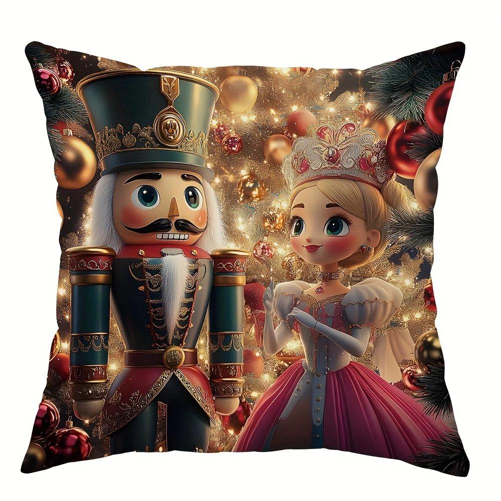 Christmas decoration pillowcase Nutcracker princess pattern is suitable for home room living room sofa cushion cover