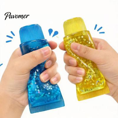 משחת שיניים צינורית צעצוע להפגת מתחים שקוף צעצוע לחיץ, כוכב נצנצים רך עולה לאט שקוף חושי נייד מקל