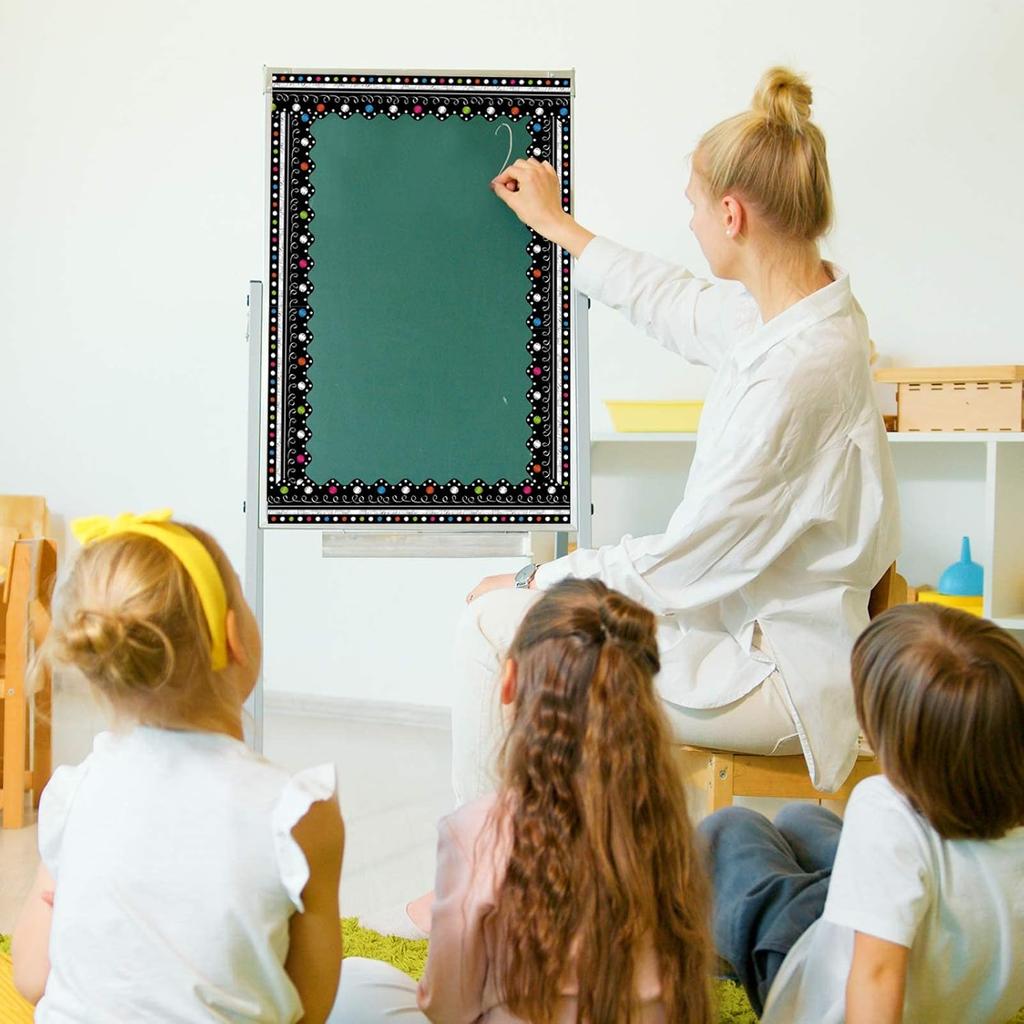 Bulletin Board Borders Decorations 90 Pieces 100 Feet, Scalloped Border Trim Colorful Bulletin Board Trim, 5 Kinds of Design Blackboard School