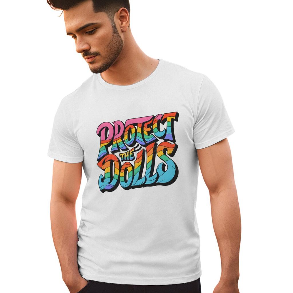 Protect The Dolls Print Tshirts For Men Summer Fashion Casual Tee Shirts Short Sleeve Round Collar Men Tops Streetwear Tops