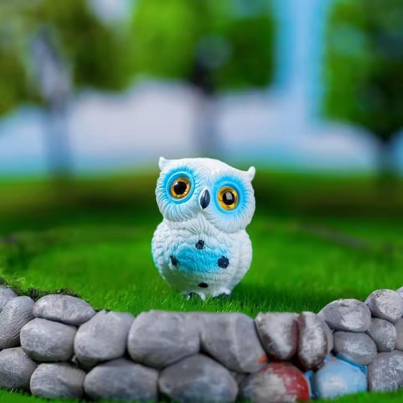 Simulation Owl Miniature Figurine Cute Cartoon Resin Crafts Micro Landscape Ornaments Garden Courtyard Desktop Decoration