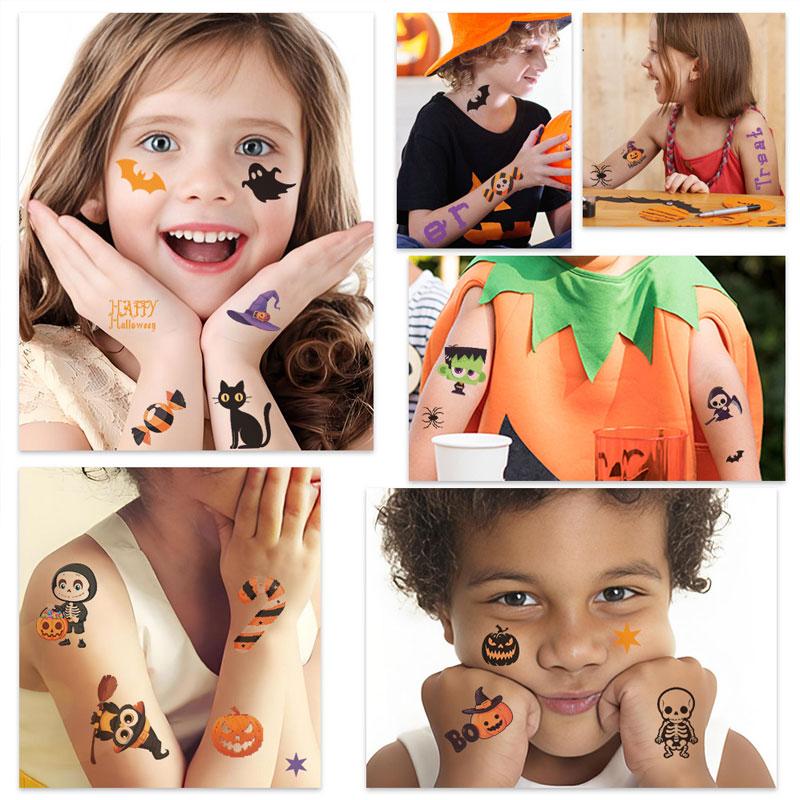 10 Sheets Halloween Temporary Tattoos Set For Kid Adult Easy Application And Removal Arm Hands Body Tatouages Pour Kids Toy Gift