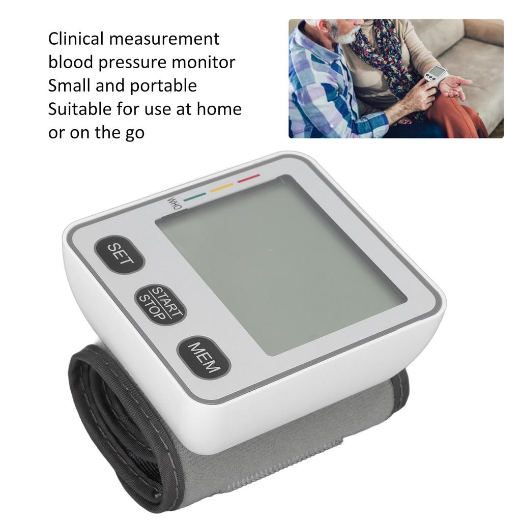 Blood Pressure Monitor Automatic LCD Display Voice Function Small Digital Wrist Sphygmomanometer for Home Travel