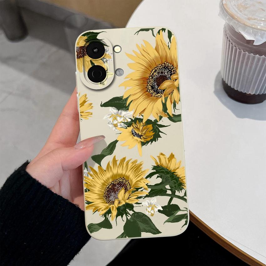 For Tecno Spark Go 3 2 1S 30 40 40C Pova 7 Ultra Pro Neo Case Beautiful Butterfly Sunflower Fashion Housing Soft Liquid Silicone Anti Slip Back Covers