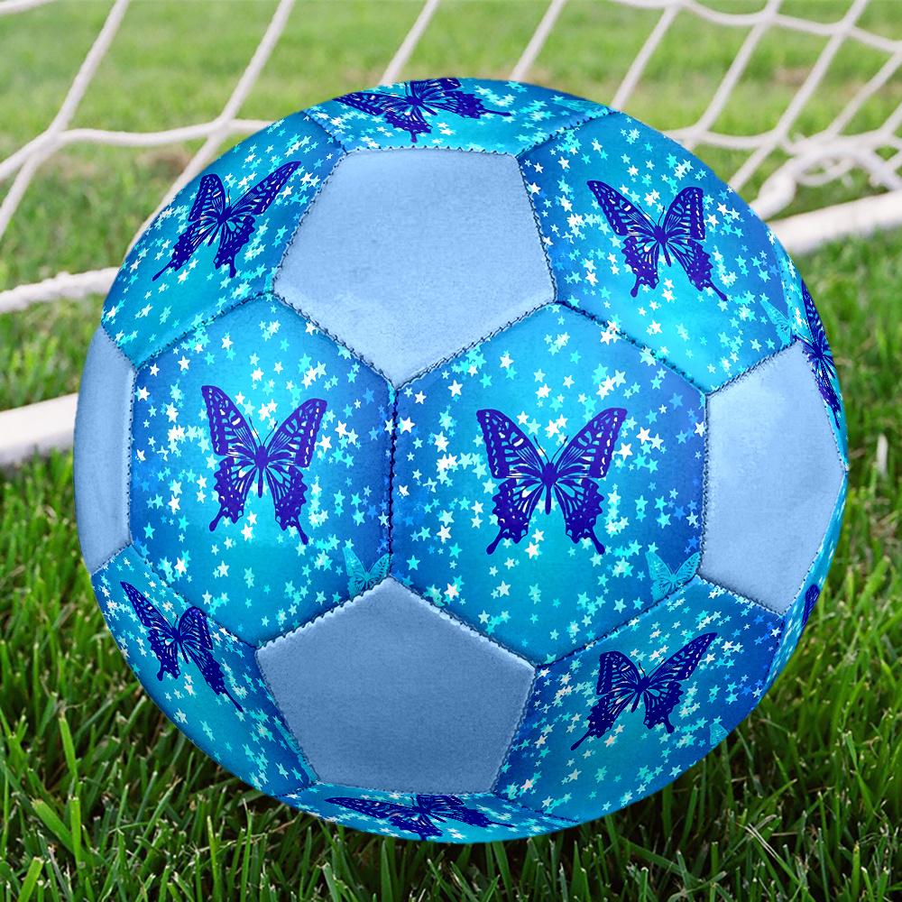 1PC Blue Butterfly Stars Soccer Ball Size 5 Football Machine Sewn Indoor/Outdoor Universal Football Gift W32