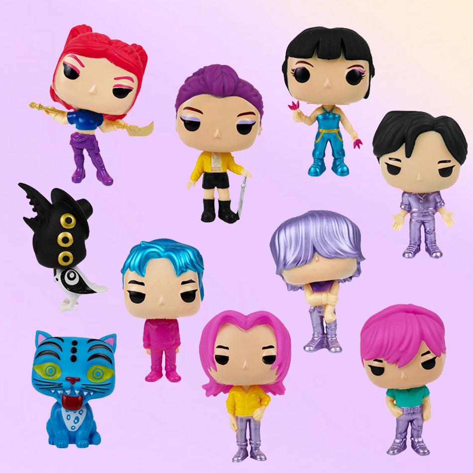 Demon Hunters Kpop Action Figure Set, Derpy Tiger, Rumi, Mira Zoey, Cute Dolls, Collectible Figurines, Fans Gift, 10Pcs