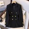 Frauen Blazer OL Stil Pendeln Lose Einfarbig Zweireiher Lange Ärmel Revers Kerbe Kragen Taschen Formale Business Mantel