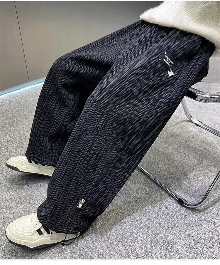 Boys' Spring/Autumn 2025 Velvet Sports Pants: Trendy, Loose Street-Style for Kids