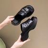 Beautiful Slope Heel, Sandals Women's Spring and Summer 2025 New Outer Wear Thick-soled Folds with Skirt High-heeled Cool Slippers