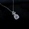 Zhou Hengfu Sapphire Bow Necklace: S925 Sterling Silver with Diamond Inlaid Luxury Square Sugar Pendant and Elegant Collarbone Chain.