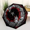 1pc Skeletal Yin-Yang with Red Highlights Umbrella with Plastic Handle,Suitable for All Seasons Home Travel Outdoor UmbrellaB1812