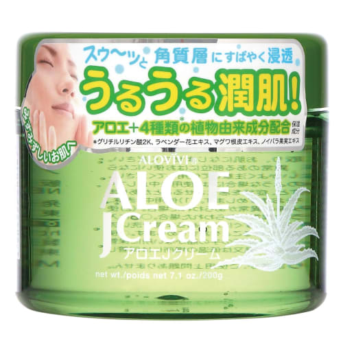 ALOVIVI Aloe J Cream 200g, Moisturizing Cream with Aloe, Face Cream, Body Cream, Sensitive Skin, Dry Skin, Made in Japan, Fragrance-Free, Color-Free,