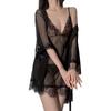 Sex Underwear Sexy Lace Seduction Suspender Robe Loungewear Mesh Hollow Perspective Large Size