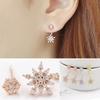 Frauen elegante koreanische Schneeflocke Strass Kristall baumeln Ohrstecker Geschenk Ohrringe