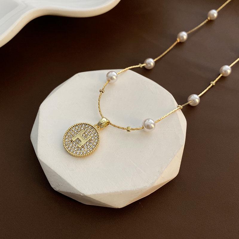 Women's 2024 Luxury H Pendant Pearl Tassel Necklace