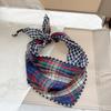 Spring Autumn Women Scarf Linen Cotton Headband Kids Triangle Scarf Baby Neck Scarf Plaid Versatile Korean Style