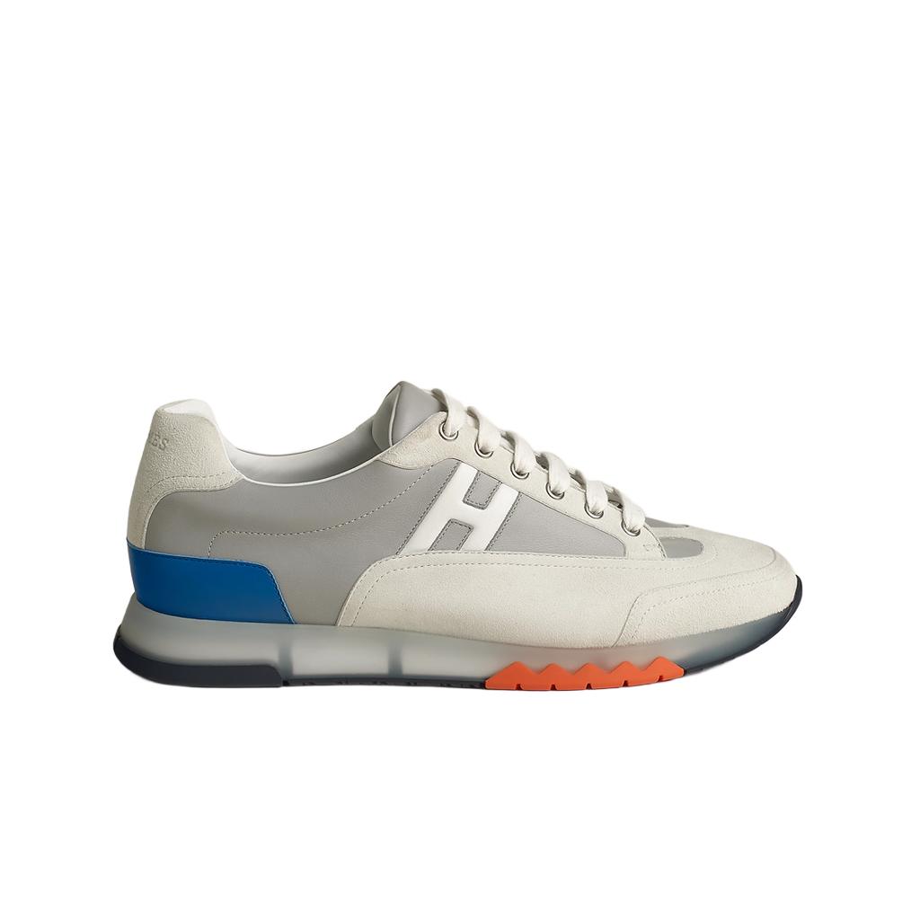 Hermes Trail Sneakers Calfskin Suede Goatskin & Multicolore Gris Temperance