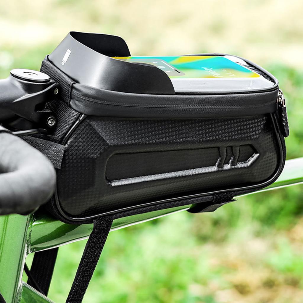 Fahrradrahmentasche Hartschale Touchscreen Sonnenschutz Tragbare Installation Regendicht Fahrrad Oberrohrtasche zum Fahren