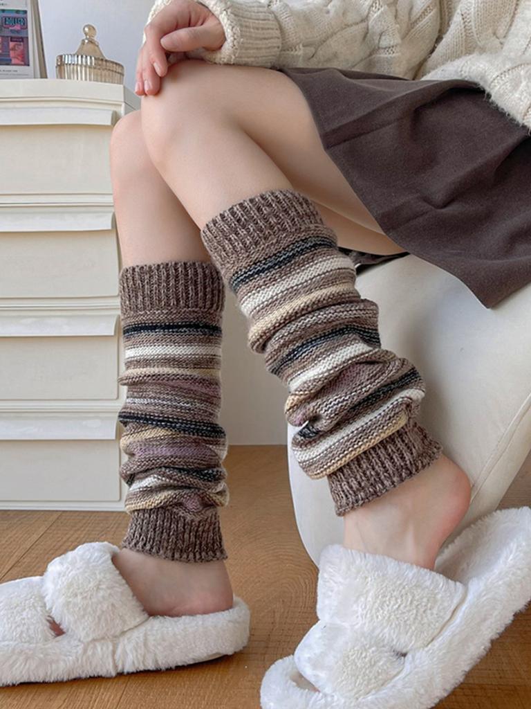 1 Paar Dames Winter Gebreide Beenwarmers, Ademende Losse Warme Streetwear Casual Laars Manchetten Cover Voor Dagelijks Gebruik Beenhoezen