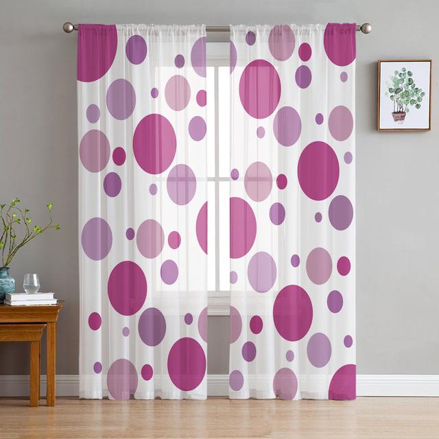 Red And Black Dots White Sheer Window Curtains Bedroom Modern Chiffon Drape Tulle Valances Living Room Kitchen Voile Curtain