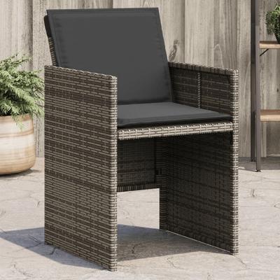 Vidaxl Garden Chairs With Cushions, 4 Pcs, Grey, Polyrattan