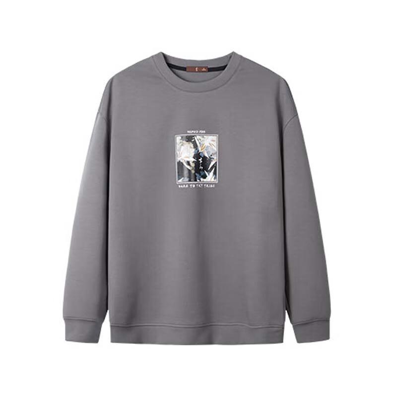 TRIES Men's Chinese Ink Floral Print Round Neck Sweatshirt