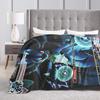 Pokemones Anime Card Lucario   Flannel Blanket Winter  Soft Durable Bedding Throws Outdoor Comfortable Bedspread Sofa Bed Cover