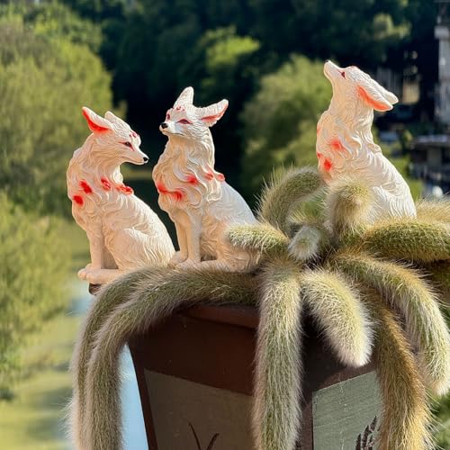 MAXYA Nine-Tailed Fox Figurine, Resin, Waterproof, Animal Ornament, Tamamo-no-Mae, Princess Nine-Tailed Fox, Auspicious Item, Entryway, Buddhist Altar