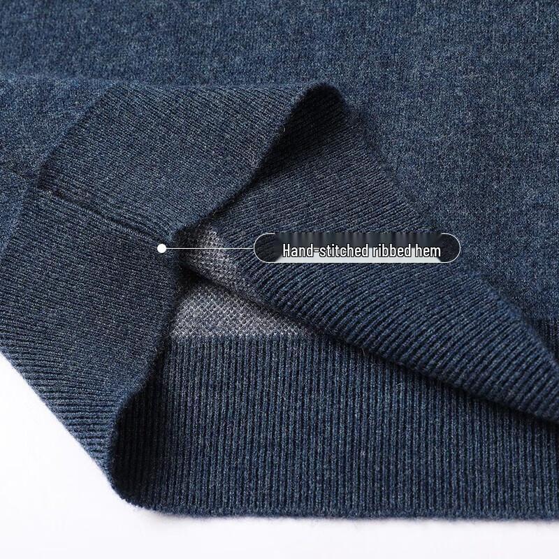 Hengyuanxiang Men's 100% Wool Zipper Half-High Collar Sweater